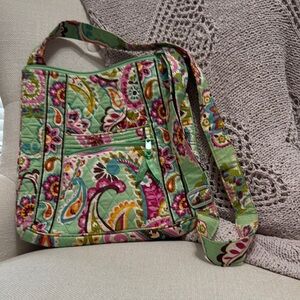 Vera Bradley Green and Pink Floral Crossbody Bag